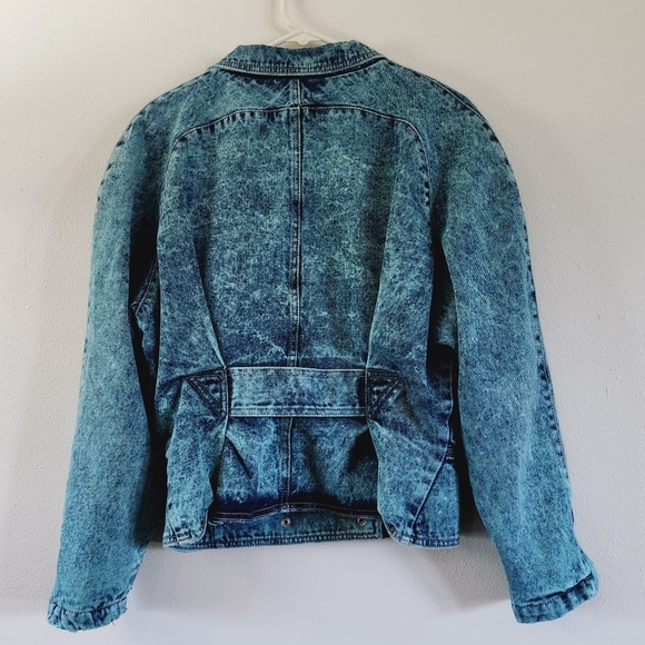 Freego Vintage Acid Wash Teal Totally 80s Jean Jacket Medium - Picture 8 of 10